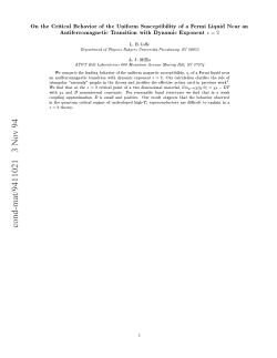 On the Critical Behavior of the Uniform Susceptibility of a Fermi