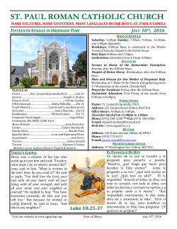 July 10, 2016 - St. Paul RC Church