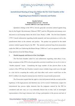Jurisdictional Hearing of Ieng Sary Before the Pre