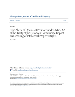 "The Abuse of Dominant Position" under Article 82 of the Treaty of