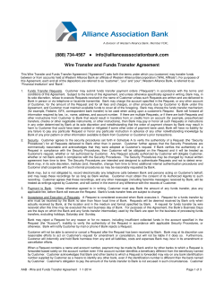Funds Transfer Agreement - Western Alliance Bancorporation