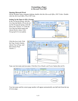 Setting up an Essay in MLA Format