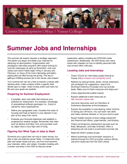 Summer Jobs and Internships - Career Development