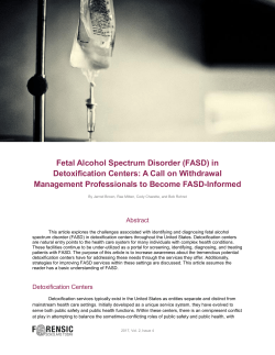 Fetal Alcohol Spectrum Disorder (FASD) in Detoxification Centers: A