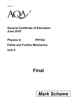 A-level Physics A Mark scheme Unit 04 - Fields and Further