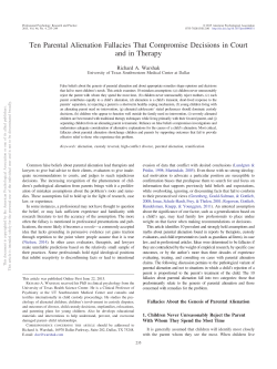 Ten Parental Alienation Fallacies That Compromise Decisions in