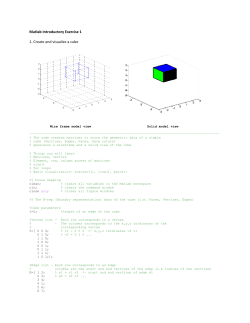 Matlab Introductory Exercise 1 1. Create and visualize a cube