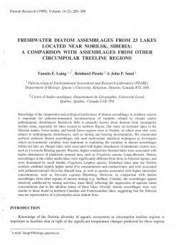 freshwater diatom assemblages from 23 lakes located near norilsk