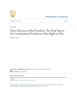 Direct Election of the President: The Final Step in