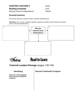 CHAPTER 5 SECTION 4 Reading Essentials Colonial Leaders