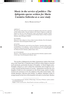 Music in the service of politics: The Iphigenia operas written for