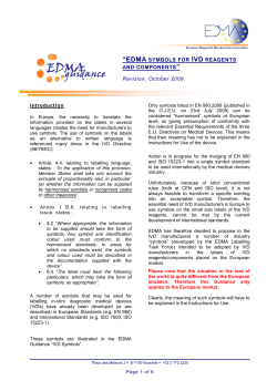 &ldquo;EDMA SYMBOLS FOR IVD REAGENTS AND COMPONENTS