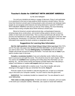 Teacher`s Guide for CONTACT WITH ANCIENT AMERICA
