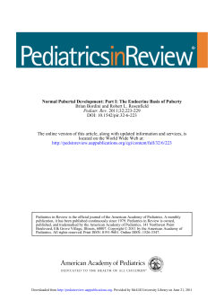 Normal Pubertal Development: Part I: The Endocrine Basis