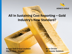 All In Sustaining Cost Reporting