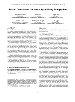 Robust detection of comment spam using entropy rate