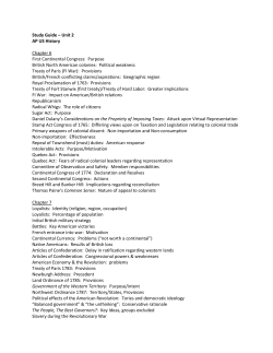 Study Guide – Unit 2 AP US History Chapter 6 First Continental