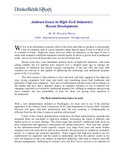 Antitrust Issues in High-Tech Industries: Recent