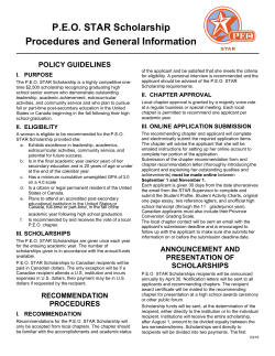 P.E.O. STAR Scholarship Procedures and General Information