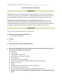 2015 Joint Small Business Credit Survey The Small Business Credit