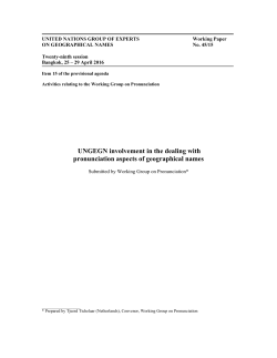 UNGEGN involvement in the dealing with pronunciation aspects of