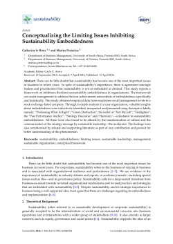 Conceptualizing the Limiting Issues Inhibiting Sustainability