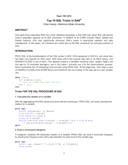 Top 10 SQL Tricks in SAS