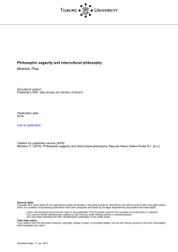 Tilburg University Philosophic sagacity and