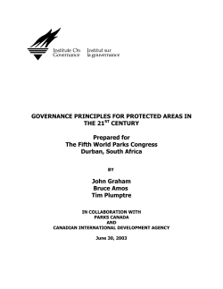 Governance Principles for Protected Areas in the 21st Century