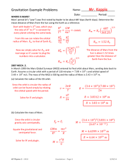Gravitation Example Problems Mr. Kepple