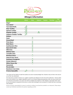 Allergen Information - Ranchero`s Fresh Grill
