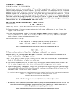 PROCEDURE: WEAR SAFETY GLASSES THROUGHOUT!