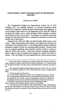 Less is More: a Move Toward Sanity in the Budget Process