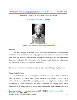 Selected Themes in Nissim Ezekiel`s Poems