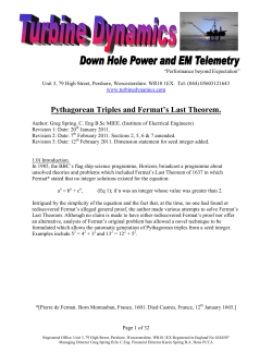 Pythagorean Triples and Fermat`s Last Theorem.