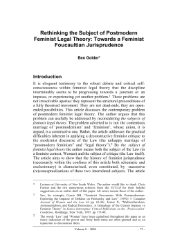 Rethinking the Subject of Postmodern Feminist Legal Theory