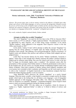 GIDNI 288 &ldquo;ITANGLIANO&rdquo; OR THE LOSS OF NATIONAL IDENTITY