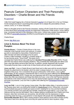 Peanuts Cartoon Characters and Their Personality Disorders