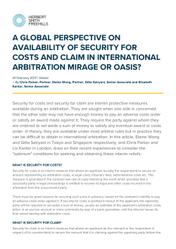 A global perspective on availability of security for costs and claim in