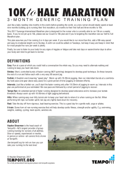 Half Marathon Training Plan - Tauranga International Marathon