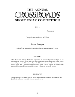 Jeremy Bentham on Monopolies and Patents