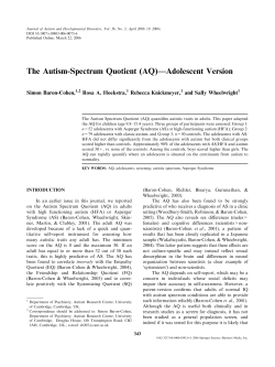 The Autism-Spectrum Quotient (AQ)&mdash;Adolescent Version