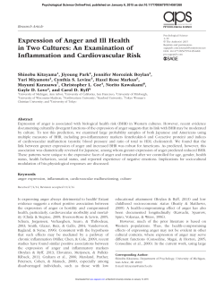 Expression of Anger and Ill Health in Two Cultures