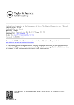 Antiquity as Inspiration in the Renaissance of Dance