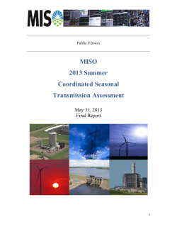 MISO 2013 Summer Coordinated Seasonal