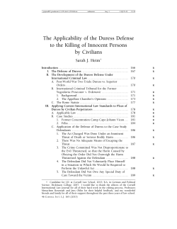 The Applicability of the Duress Defense to the Killing of Innocent