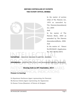 of The Patents Act, 1970 as amended by The