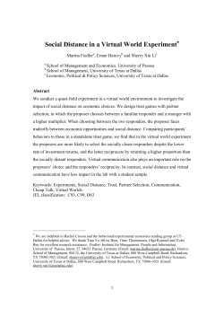 Social Distance in a Virtual World Experiment