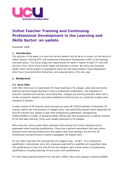 ITT and CPD in the learning and skills sector: an update. Dec
