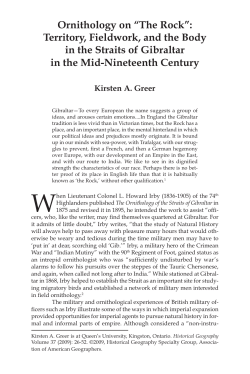 Ornithology on &ldquo;The Rock&rdquo;: Territory, Fieldwork, and the Body in the